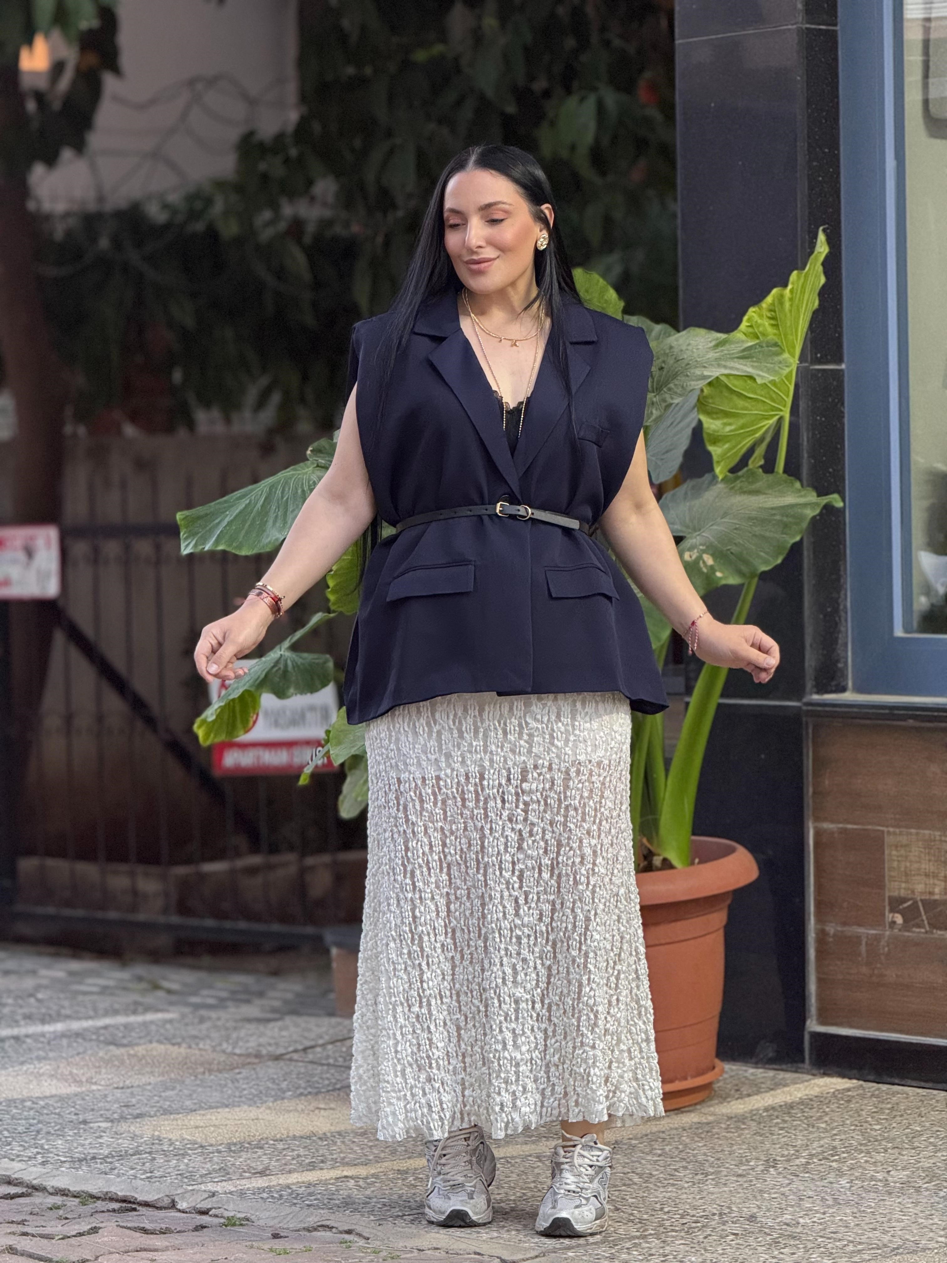 Modern Luxe Lacivert Yelek