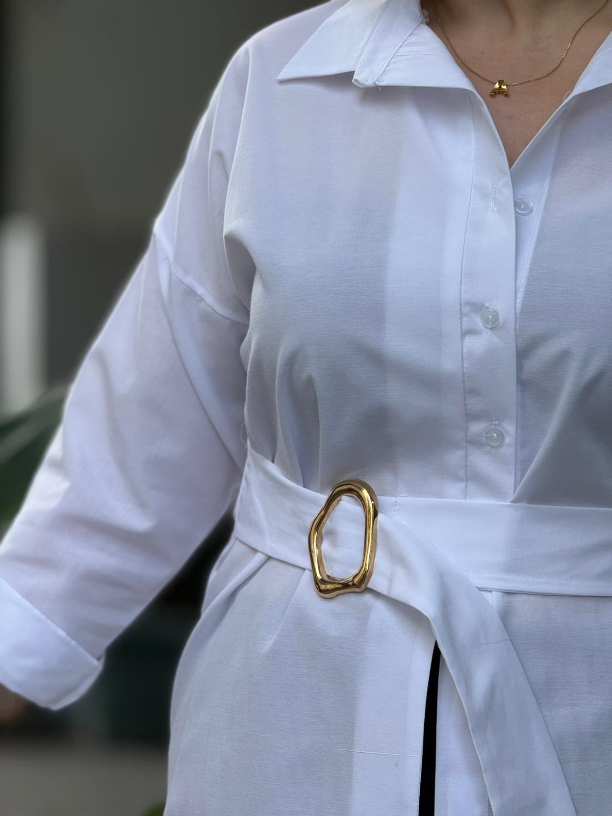 Monaco White Kemerli Gömlek