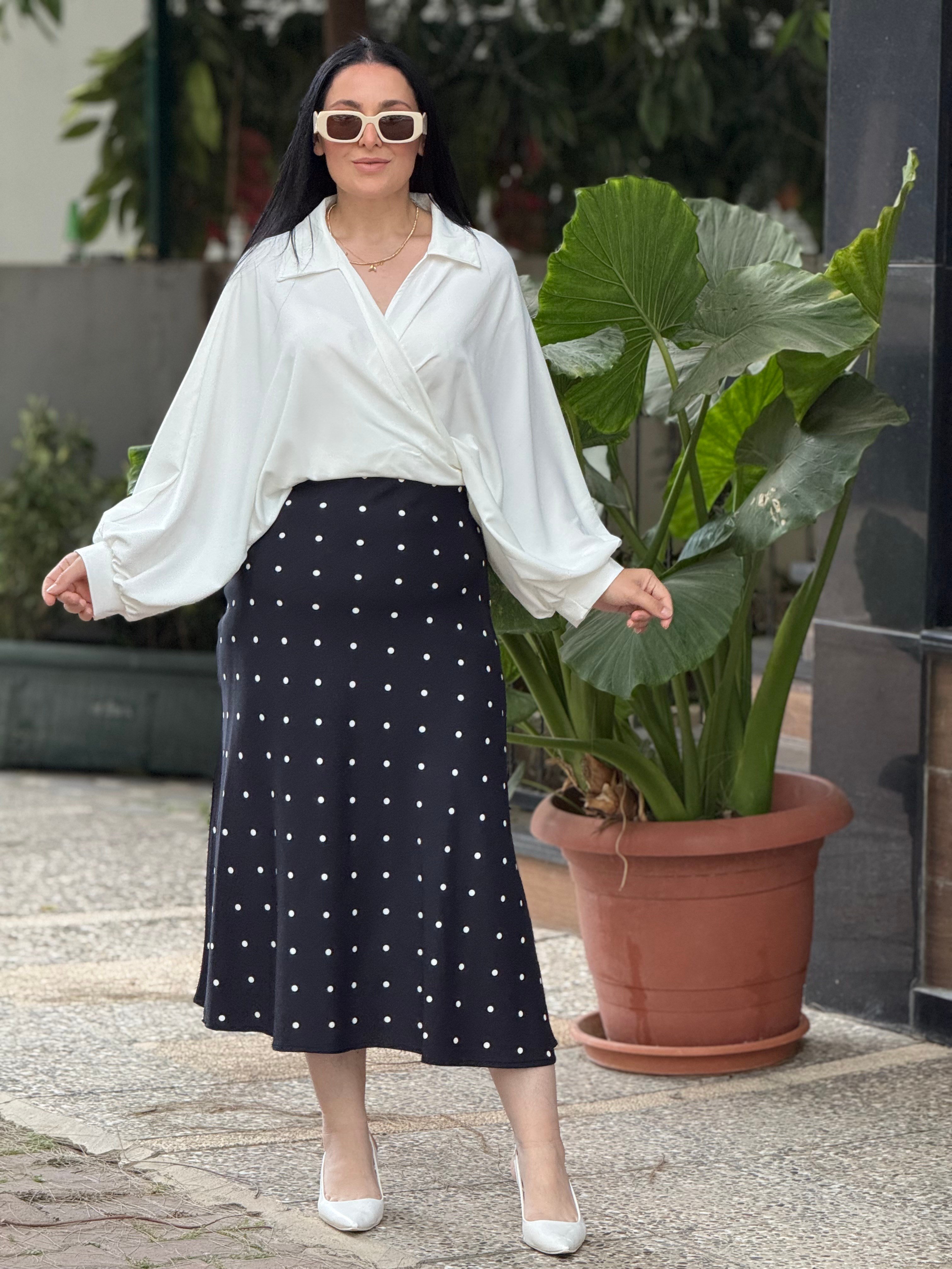 NOIR DOTS Midi Etek Lacivert 
