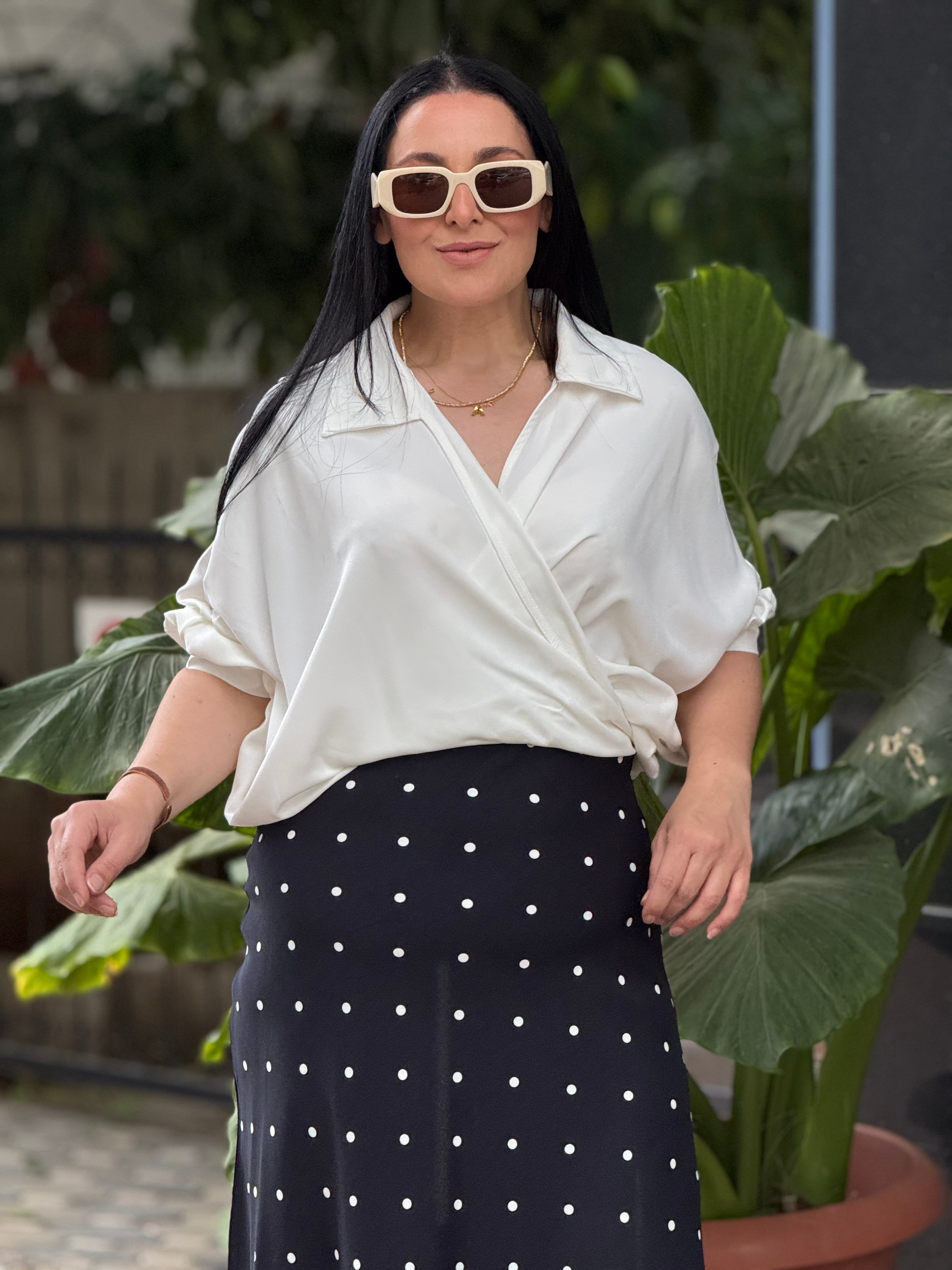 NOIR DOTS Midi Etek Lacivert 