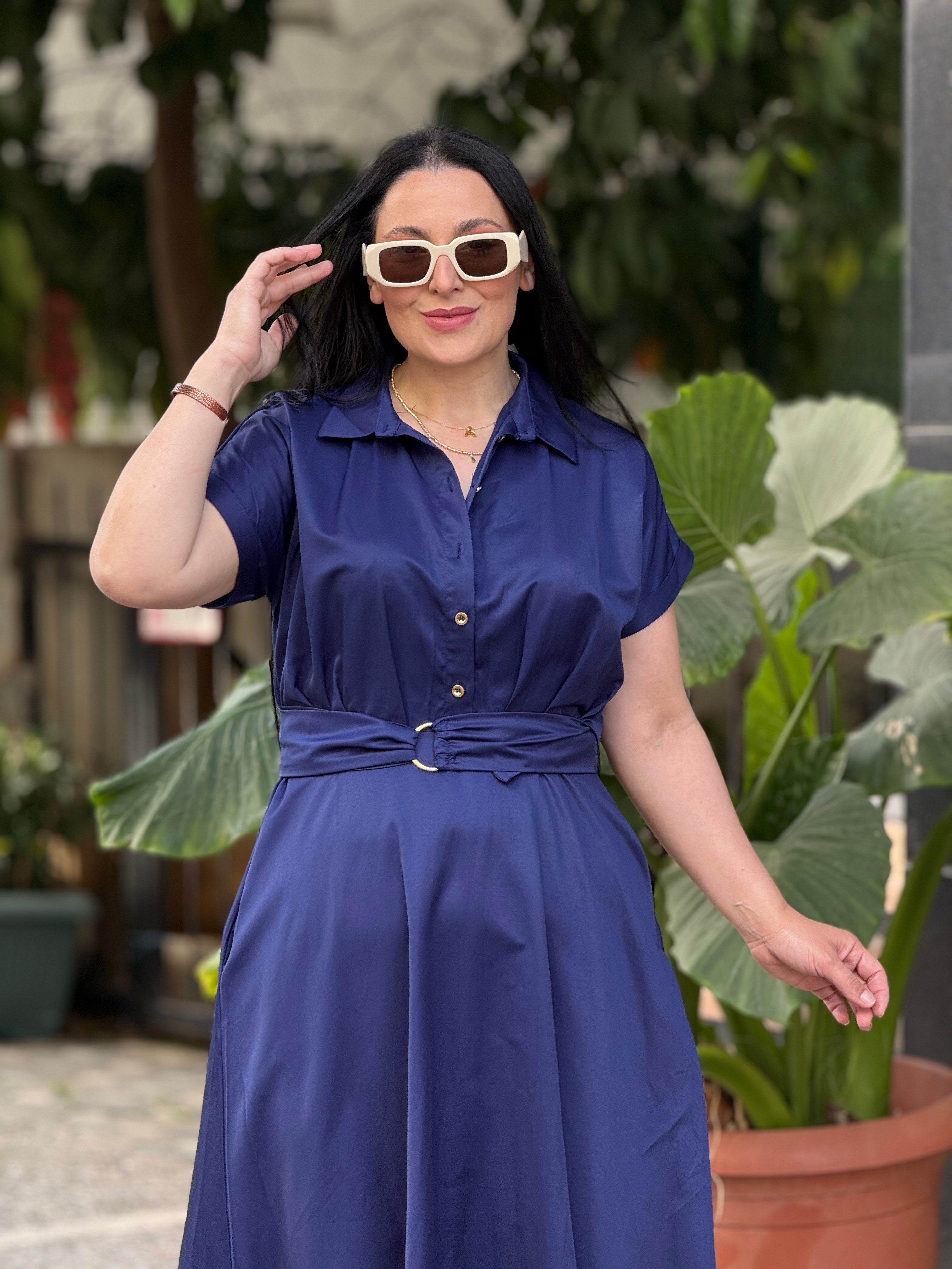 SCARLET GRACE Lacivert Midi Elbise