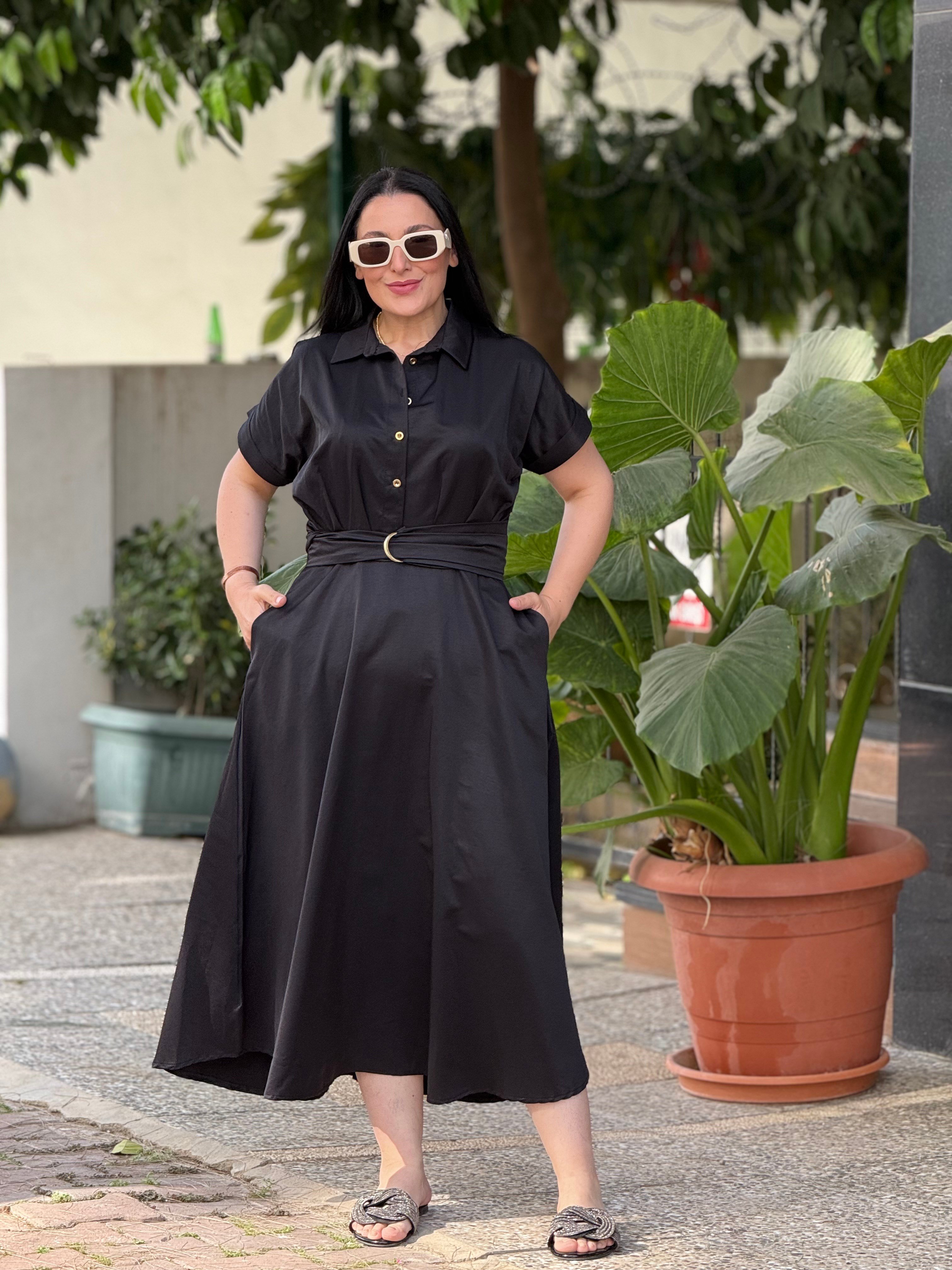 SCARLET GRACE Siyah Midi Elbise