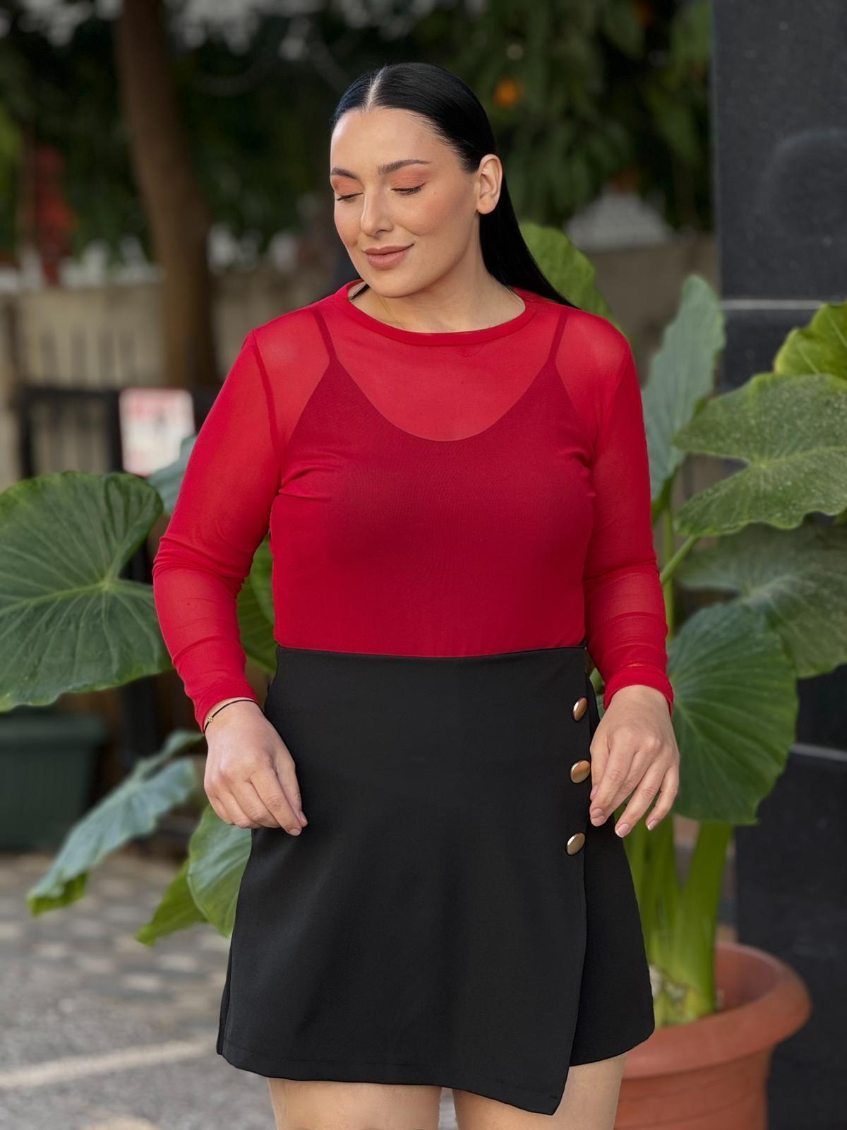 Scarlet Kırmızı Tül Bluz