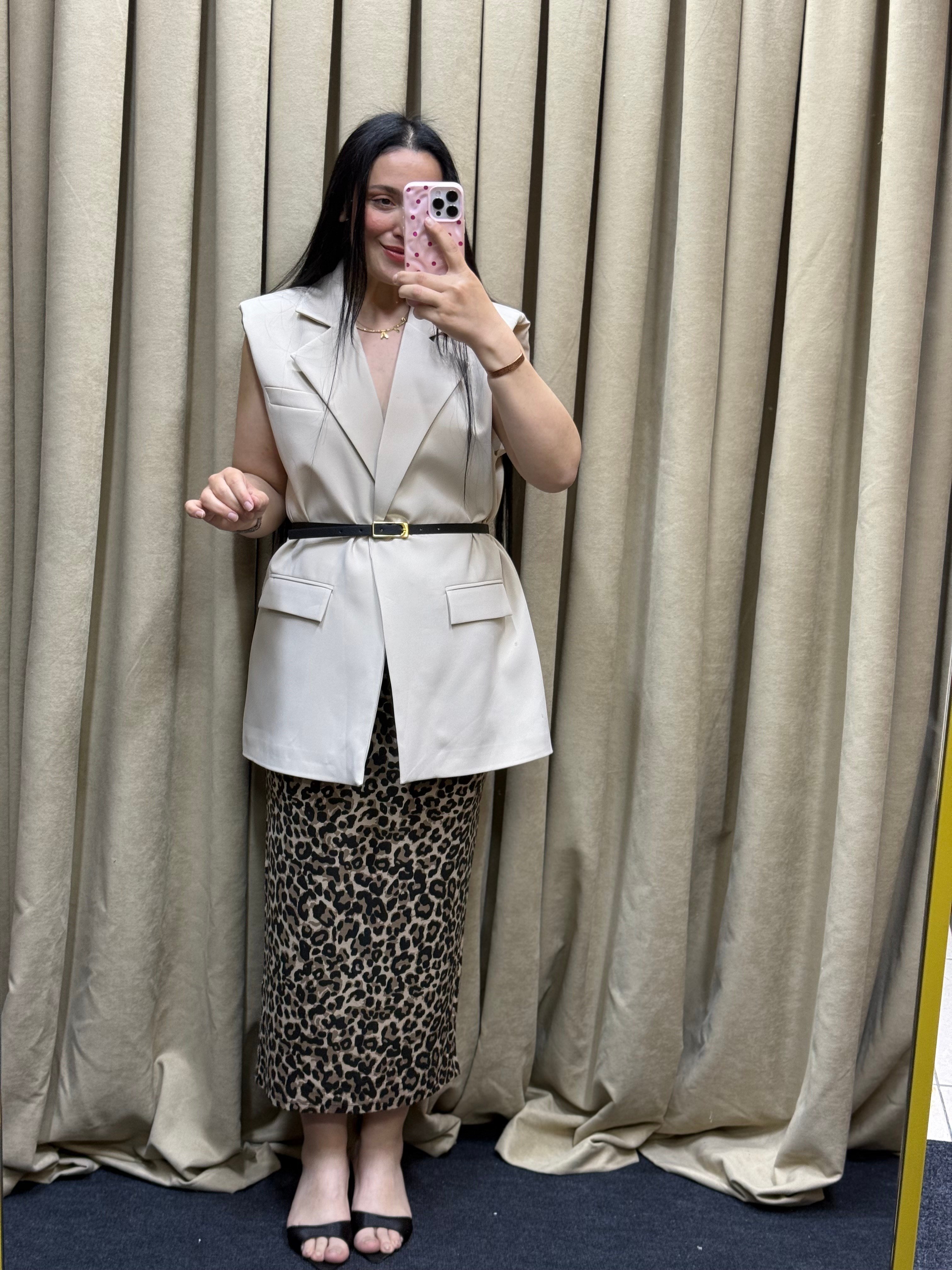 VANGUARD Kemer Detaylı Krem Yelek