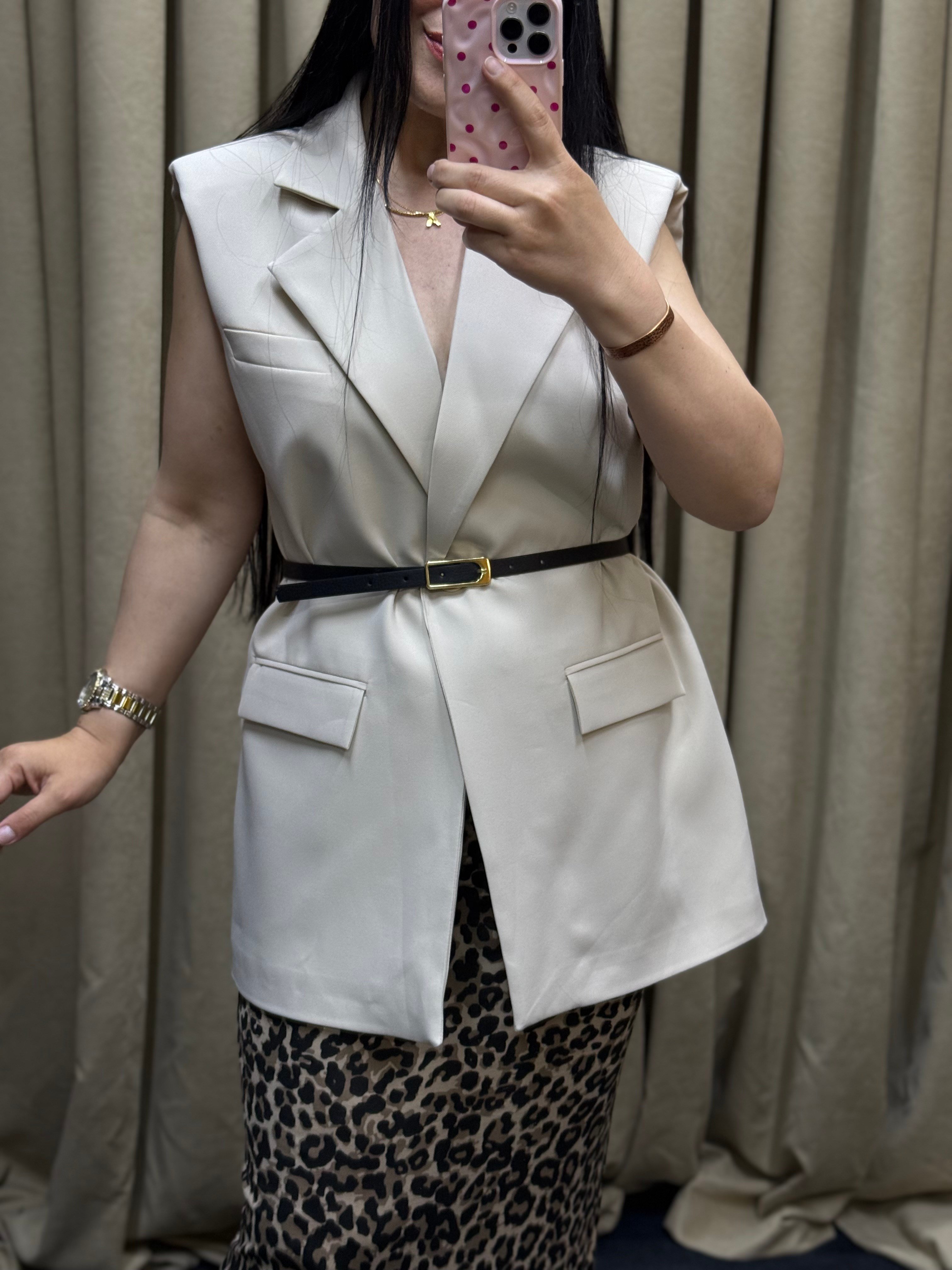 VANGUARD Kemer Detaylı Krem Yelek