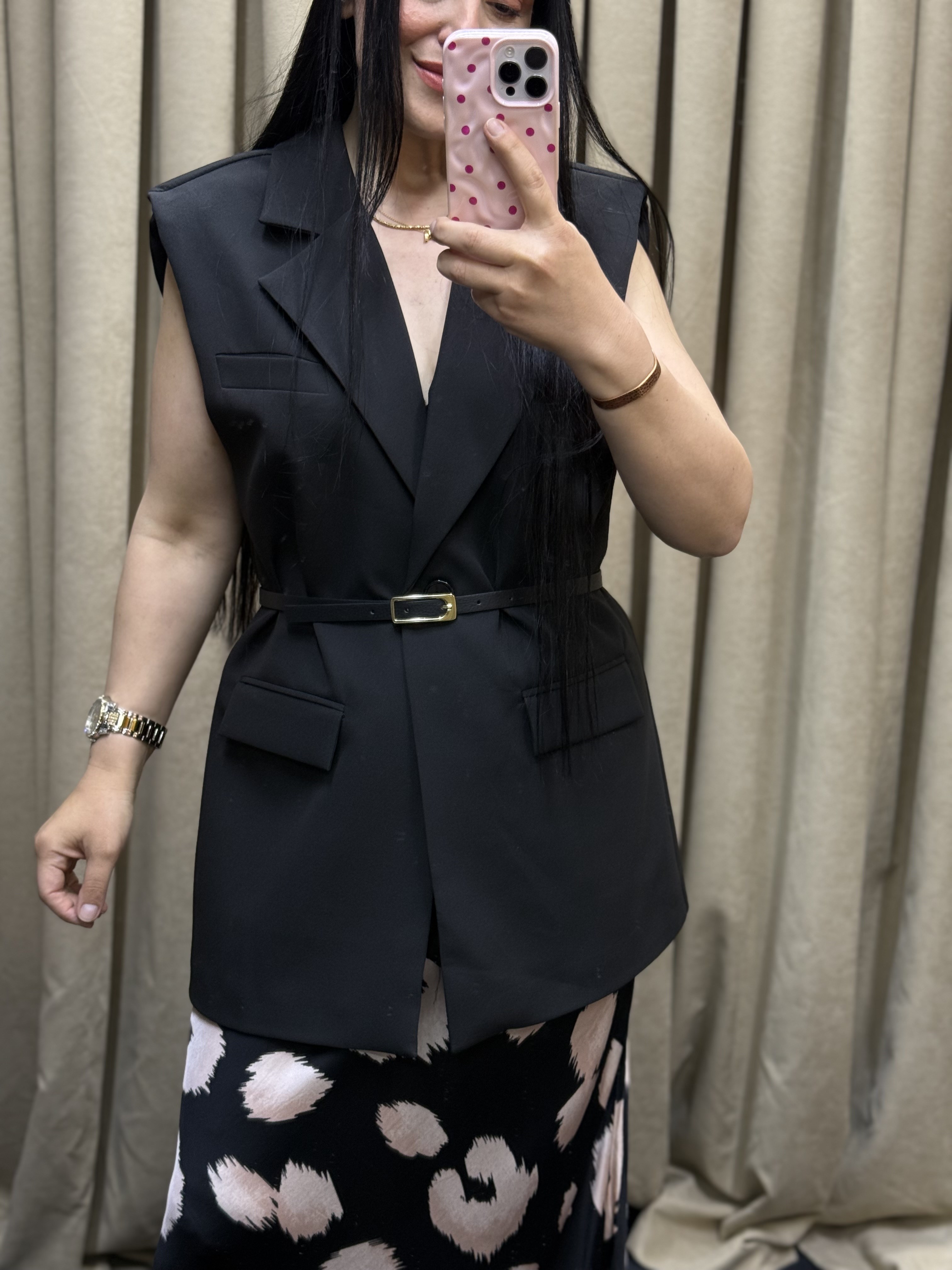 VANGUARD Kemer Detaylı Siyah  Yelek