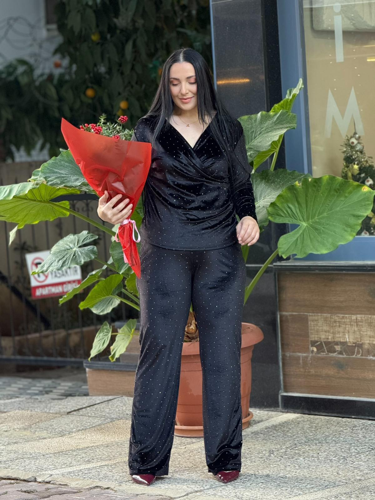 Veloura Stone Velvet Pantolon