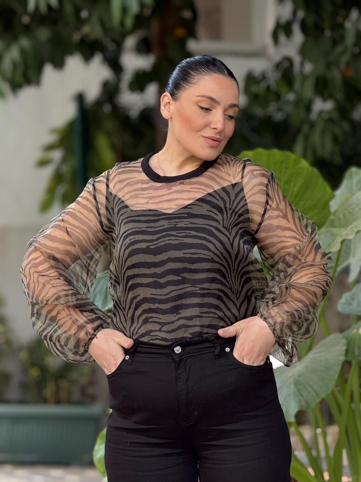Wild Sheer Tül Bluz