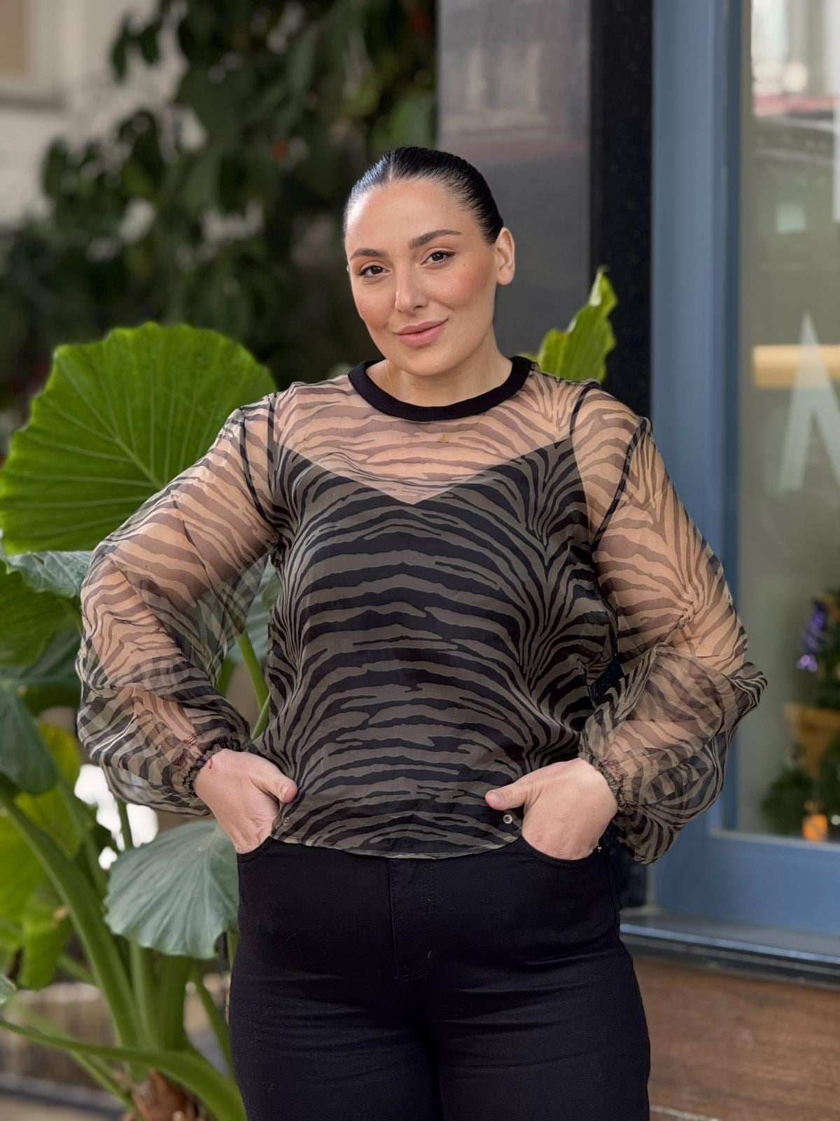 Wild Sheer Tül Bluz