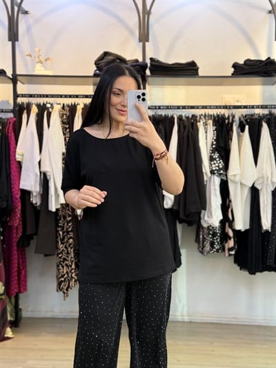 Aria Dantel Detaylı Bluz Siyah 