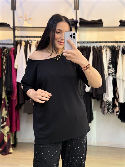 Aria Dantel Detaylı Bluz Siyah 