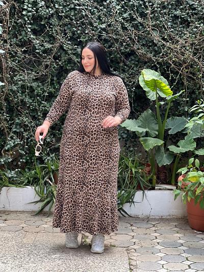 BALIKÇI YAKA LEOPAR ELBİSE