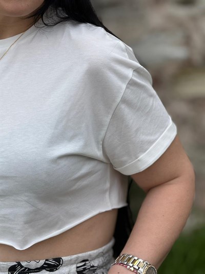 Basic Beyaz Crop Tişört