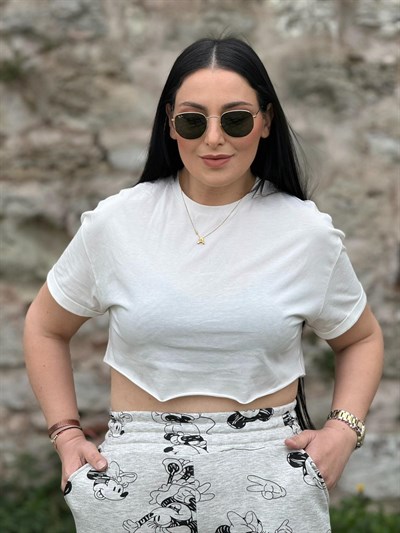 Basic Beyaz Crop Tişört