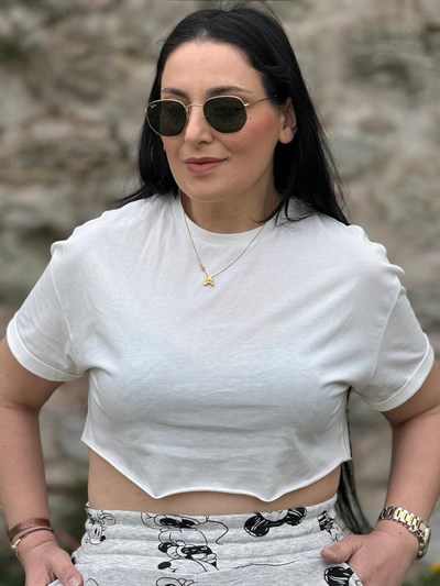 Basic Beyaz Crop Tişört