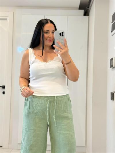 BASİC GRACE BEYAZ DANTEL DETAY BLUZ