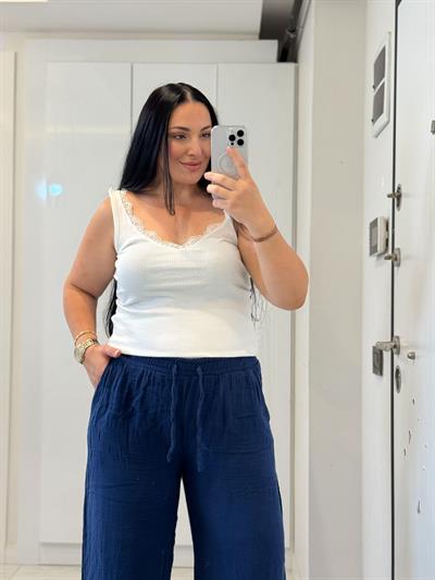 BASİC GRACE BEYAZ DANTEL DETAY BLUZ