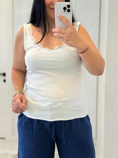 BASİC GRACE BEYAZ DANTEL DETAY BLUZ