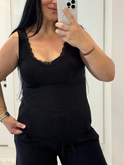 BASİC GRACE SİYAH DANTEL DETAY BLUZ