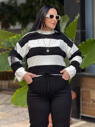 Belvyn Siyah Beyaz Triko