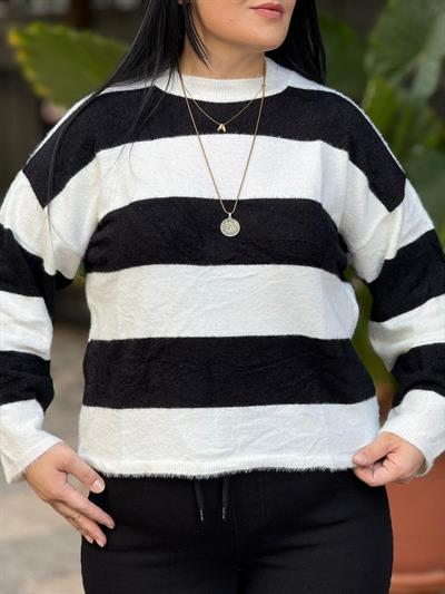 Belvyn Siyah Beyaz Triko