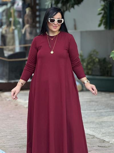 Comfort Fit Bordo Elbise