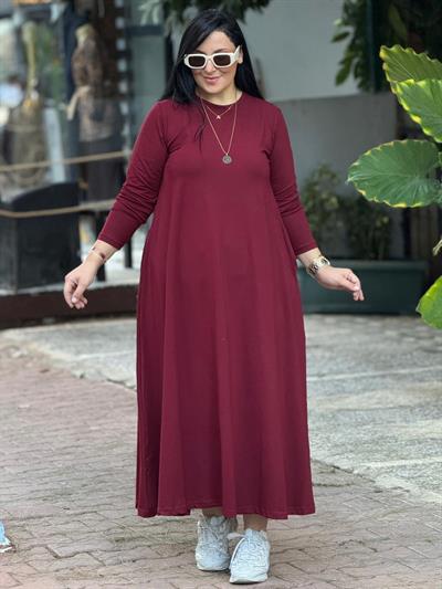 Comfort Fit Bordo Elbise