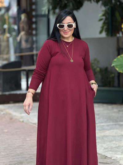 Comfort Fit Bordo Elbise