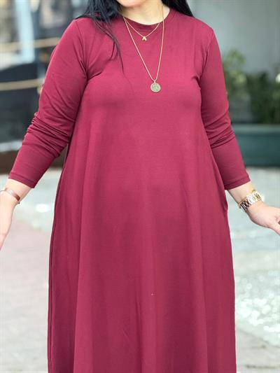 Comfort Fit Bordo Elbise