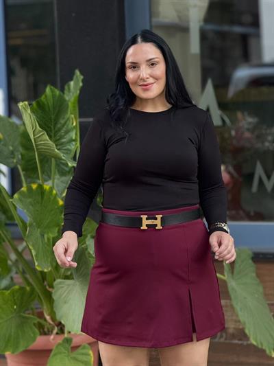 Crimson Bordo Şort Etek