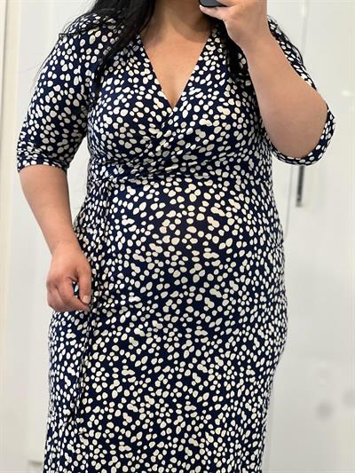 DP LACİVERT PUANTİYELİ ELBİSE