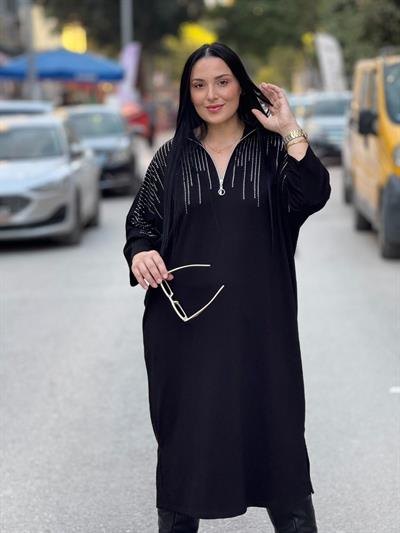 Elaris Siyah Taş Detaylı Elbise