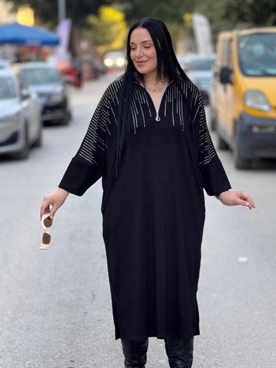 Elaris Siyah Taş Detaylı Elbise