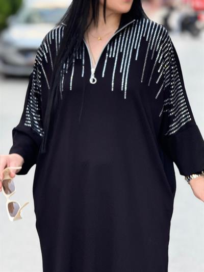 Elaris Siyah Taş Detaylı Elbise