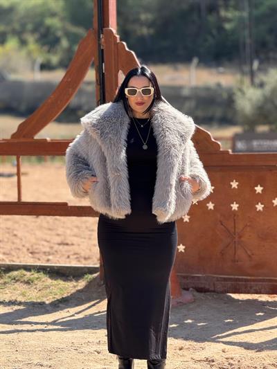 Elverra Gri Kısa Kürk