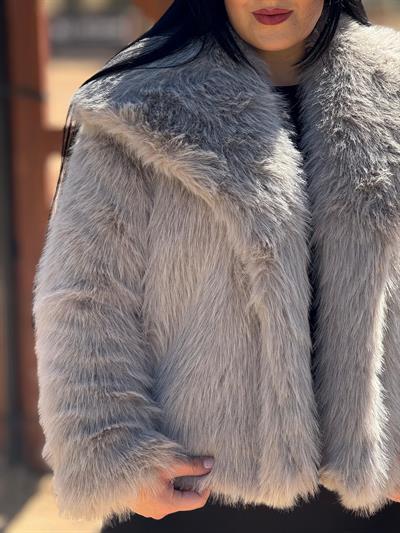 Elverra Gri Kısa Kürk