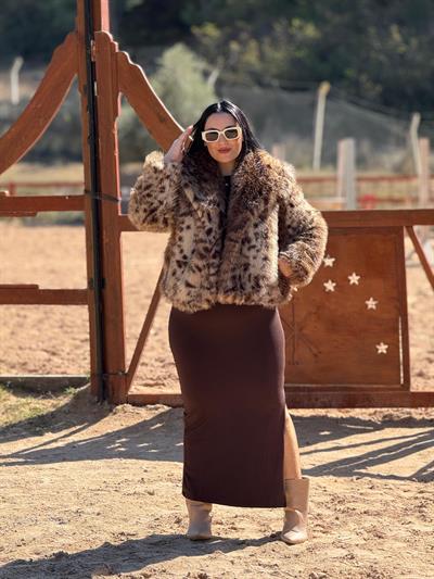 Elverra Leopar Kısa Kürk