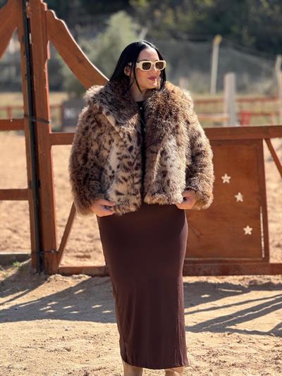 Elverra Leopar Kısa Kürk