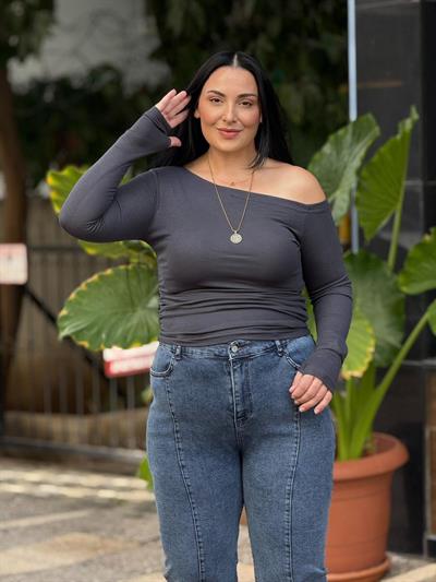 Elvoria Gri Fit Bluz