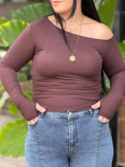 Elvoria Kahverengi Fit Bluz