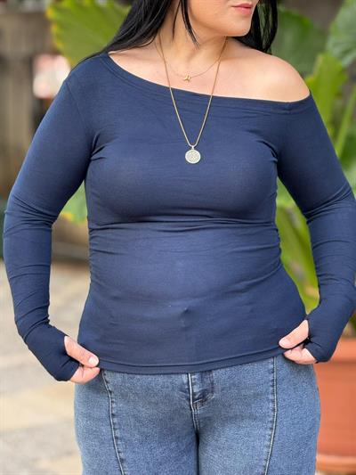 Elvoria Lacivert Fit Bluz