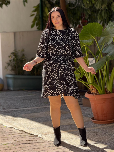 Etnik Dokunuşlu Siyah Mini Elbise