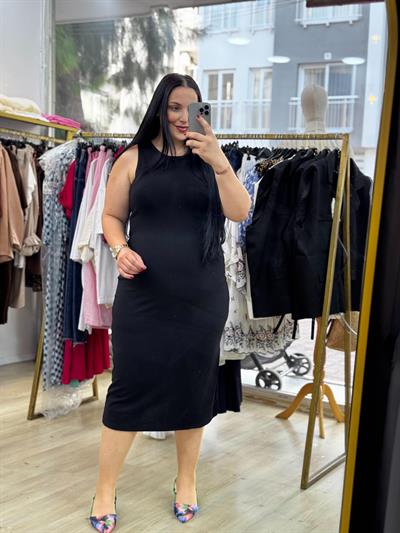 FİTİLLİ SİYAH BASİC ELBİSE