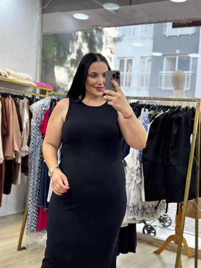 FİTİLLİ SİYAH BASİC ELBİSE