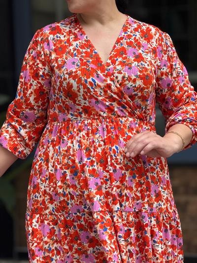 FM KIRMIZI ÇİÇEKLİ ELBİSE