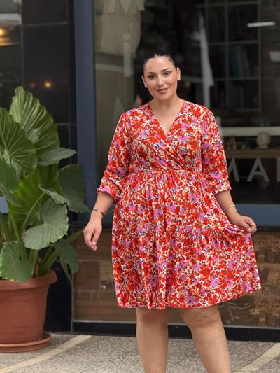 FM KIRMIZI ÇİÇEKLİ ELBİSE