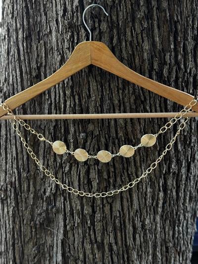 Halka Desenli Gold Zincir Kemer