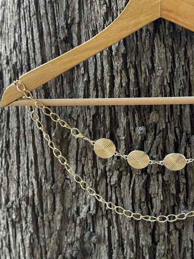 Halka Desenli Gold Zincir Kemer