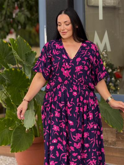 Icon Midi Pembe Çiçekli Elbise