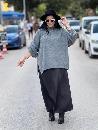 Isolde Siyah Saten Etek